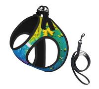 Paint Splatter Backdrop print Dog Harness and Leash Set, Reflective Adjustable Puppy Vest for Small Medium Large Dogs, Cats