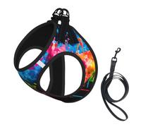 Paint Splatter Backdrop Print Dog Harness Leash Set Reflective Pet Harness Puppy Vest Suitable Dogs Cats Small Breeds