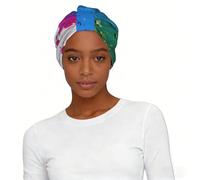 Paint Splatter Backdrop Print Elastic Lady Headscarf Hat Lightweight Breathable Fashion Head Wrap Hair Accessory
