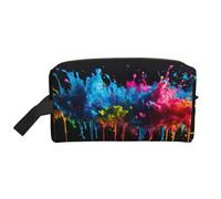 Paint Splatter Backdrop Print Portable Travel Toiletry Storage Bag Large Capacity 600D Polyester Cosmetic Storage Bag