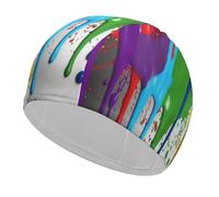Paint Splatter Backdrop Swim Caps High Elasticity Swim Cap for Women and Men Waterproof Swim Hats Keep Hair Dry Perfect for Pool, Beach, Lap Swimming