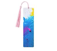 Paint Splatter Backdrop Wooden Bookmark Craft Hanging Tags Ornaments Rectangular Bookmarks with Holes and Ropes