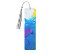 Paint Splatter Backdrop Wooden Bookmark Craft Hanging Tags Ornaments Rectangular Bookmarks with Holes and Ropes