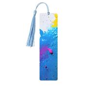 Paint Splatter Backdrop Wooden Bookmark Craft Hanging Tags Ornaments Rectangular Bookmarks with Holes and Ropes