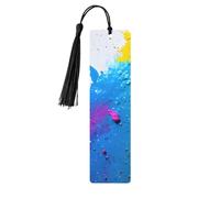 Paint Splatter Backdrop Wooden Bookmark Craft Hanging Tags Ornaments Rectangular Bookmarks with Holes and Ropes