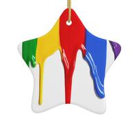 Paint Splatter Backdropmulti-Scenario Printed Christmas Ceramic Star-Shaped Decorative Pendant