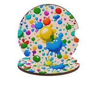 Paint Splatter Pattern Car Cup Holder Coasters 2-Pack Absorbent Wood & Cork Coasters for Car Cup Holders, Festive Car Accessories for Women & Men