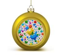Paint Splatter Pattern Christmas Ball Ornaments - Golden Shatterproof Plastic Vintage Rustic Xmas Tree Decorations Pendant for Family Holiday Wedding Party Xmas Hanging Decoration