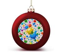Paint Splatter Pattern Christmas Ball Ornaments - Red Shatterproof Plastic Vintage Rustic Xmas Tree Decorations Pendant for Family Holiday Wedding Party Xmas Hanging Decoration