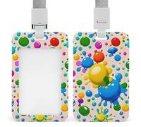 Paint Splatter Pattern Retractable ID Badge Holder with Lanyard - Vertical Badge Reel,Keychain Clip,Name Tag Id Card Holder Protector for Nurse Officer Teacher Security Staff Women Men