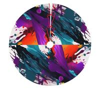 Paint Splatter Print Christmas Tree Skirt, Winter Xmas Tree Mat Decorations For Home Party Holiday Decorations