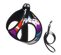 paint splatter print Dog Harness and Leash Set, Reflective Adjustable Puppy Vest for Small Medium Large Dogs, Cats