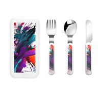 Paint Splatter Print Stainless Knife Fork Spoon 3-Piece Set,Flatware Cutlery Set with Storage Case