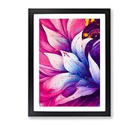 Paint Splattered Flower Abstract Framed Wall Art Print A2 Black