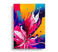 Paint Splattered Flower No.3 Canvas Print | Gallery Wrapped 30mm Frame Wall Art | 30x20 inches | Ready to Hang | Abstract Floral Picture | Living Room Bedroom Lounge Office