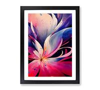 Paint Splattered Flower No.4 Abstract Framed Print | A2 Black Framed Wall Art | Ready to Hang | Abstract Floral Picture | Living Room Bedroom Lounge Office