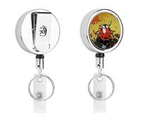 Paint Spotted Ladybug Badge Reel Retractable Stainless Steel Badge Clip with Lanyard Cute Badges Reel Holder Heavy-Duty Nurse Doctor Name Tag Badges Clip for Work