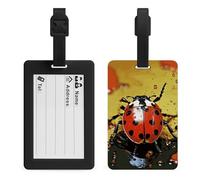 Paint Spotted Ladybug Luggage Tag TPU Waterproof Travel Name Tag with Card Holder for Women Men Suitcase Identifier Cute Travel Essentials