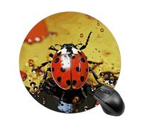 Paint Spotted Ladybug Mouse Pad Round Laptop Mouse Mat Cute Computer Mousepad Keyboard Pad Non-Slip Desk Pads for Gaming Office Work Home
