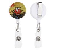 Paint Spotted Ladybug Retractable Badge Reel - Personalized ID Name Badge Holder with Lanyard Cute Badges Reel Holder Round Nurse Doctor Name Tag Badges Clip for Work