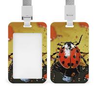 Paint Spotted Ladybug Retractable ID Badge Holder with Lanyard - Vertical Badge Reel,Keychain Clip,Name Tag Id Card Holder Protector for Nurse Officer Teacher Security Staff Women Men