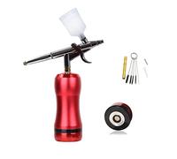 Paint Sprayer, Air Compressor Private Label Customized Mini Airbrush Replace Battery Personal Trigger Oxygen Big Capacity Ink Cup Spray Gun(Part C Red)