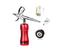 Paint Sprayer, Cordless Airbrush Compressor High Pressure Psi Powerful Oxygen Infusion Apparatus Big Capacity Cup Gun Beauty Salon(Part D Red)