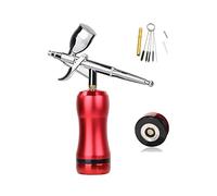 Paint Sprayer, Cordless Airbrush Compressor High Pressure Psi Powerful Oxygen Infusion Apparatus Big Capacity Cup Gun Beauty Salon(Part C Red)