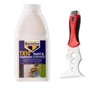 Paint Stripper 500ml + 15-in-1 Scraper Tool | Heavy Duty Gel Removes Paint from Wood, Metal & Concrete | Multi-Tool Set for DIY & Trade Use | Bartoline TX10 | Paint Removal Kit
