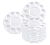 Paint Tray Palette, 24Pcs Round Plastic Painting Palette with 10 Wells, Washable Paint Plate for Acrylic Oil Watercolor Craft Supplies