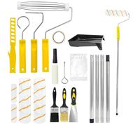 Paint Tray Set, 20 Piece Paint Roller Set with 9 Inch & 4 Inch Wheels - Includes Extension, Paint Tray & Accessories for Professional Wall & Ceiling Painting