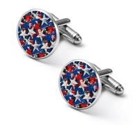 Paint U.S.A. Red White Blue Star Cufflinks for Men Alloy Tuxedo Shirt Cuff Links Business Wedding Jewelry Gift