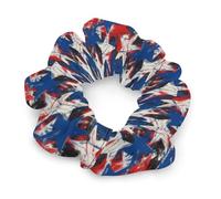 Paint U.S.A. Red White Blue Star Hair Scrunchies for Women Elastic Hair Bands Soft Hair Ties for Styling Gift Christmas Valentine's Day