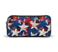 Paint U.S.A. Red White Blue Star Pencil Case Large Capacity Storage Bags Makeup Stationery Portable Organiser