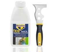 Paint & Varnish Stripper for Wood, Metal, Plaster, Concrete & Glass - 1 x 500ml Paint Remover Solution Bartoline TX10 + 13 in 1 Paint Scraper Tool