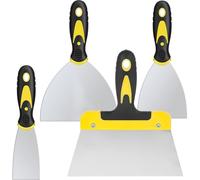 Paint Wallpaper Scraper Set, 2'', 4'', 6'', 8'' Stainless Steel Paint Scraper Set with Soft Handle, Putty Knife, Wall Scraper and Stripping Knife Set, Plastering Tools for Drywall(4 Pack)