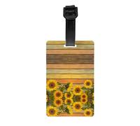 Paint Wooden Board Sunflower Print Luggage Tags for Suitcase PVC Travel Baggage Bag Tag Name Identify Labels for Women Men