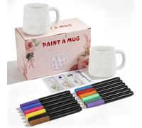 Paint Your 0wn Mug, Pottery Painting kit, Including 2 Blank Convex Texture Ceramic Mugs, 12 Ceramic Paint Pens, A Instructions, Mug Painting Kit for Adults, DIY Christmas/Valentine's Gift