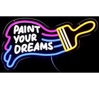 Paint Your Dreams Neon Sign, 42 * 29 cm USB Powered LED Neon Lights for Wall Decor, Wall Light Sign for Art Classroom, Paint Party, Shop Decoration