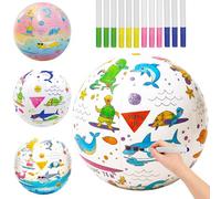 Paint Your Own Beach Ball Kit (3 Pack) - 16" DIY Inflatable Beach Balls with Waterproof Markers, Creative Art & Outdoor Activity for Kids Ages 3+, Latex-Free Summer Crafts for Boys & Girls
