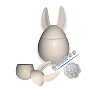 Paint Your Own Easter Bunny Pottery Kit, Plaster of Paris Rabbit Trinket Box with 6 Acrylic Colors and Brush, 15.3cm Tall, Easter Pottery, Egg Trinket Pot, Ready to Color Pottery, Easter Egg to Paint