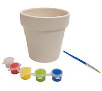 Paint Your Own Flower Pot for Kids - Ceramic Pot Painting Kit with 5 Paints, Brush & Guide - Decorate Your Own Flower Pots Craft Set 11cm x 11cm - Arts & Crafts Paint Activity for Children Ages 3+