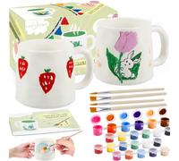 Paint Your Own Mug Set, Pottery Painting Kit for Adults, Art and Crafts Kit Includes Mugs, Brushes, Paints and Painting Inspiration Guide, Personalised Gift for All（2 Pack）