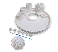 Paint Your Own Pottery Set, Beach House Theme with Candle Holders, Shell Vase and Dish, 27cm Diameter, with Acrylic Paints, DIY Ready to Paint Pottery KIT, Pottery Set, Gifts for Crafters