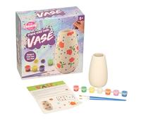 Paint Your Own Vase Craft Kit, 13cm Ceramic Vase with 8 Paint Colours and Brushes, Ages 6+