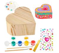 Paint your own wooden jewellery box, children make their own jewellery box - craft set chest - craft sets, for decorating heart treasure chests for crafts and