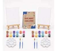 Paint Your Partner Date Night Kit, Painting Challenge - Includes Canvases, Easels, Paints, Brushes, Award Certificate and Mood-Setting Table Tent - Date Night Activities to Create Lasting Memories