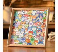 Paintable Wooden Cat Puzzle Frame, 3D Colored Cat Shaped DIY Wood Jigsaw Puzzle, Interactive Puzzles Photo Frame for Home Decor Create Your Favorite Photos (Color C 1set) (Color C 1set)