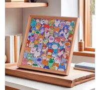 Paintable Wooden Cat Puzzle Frame, 3D Colored Cat Shaped DIY Wood Jigsaw Puzzle, Interactive Puzzles Photo Frame for Home Decor Create Your Favorite Photos (Color B 1set) (Color B 1set)