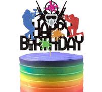 Paintball Cake Topper Decorations for Boys Men Glitter Happy Birthday Decoration Sports Theme Party Supplies